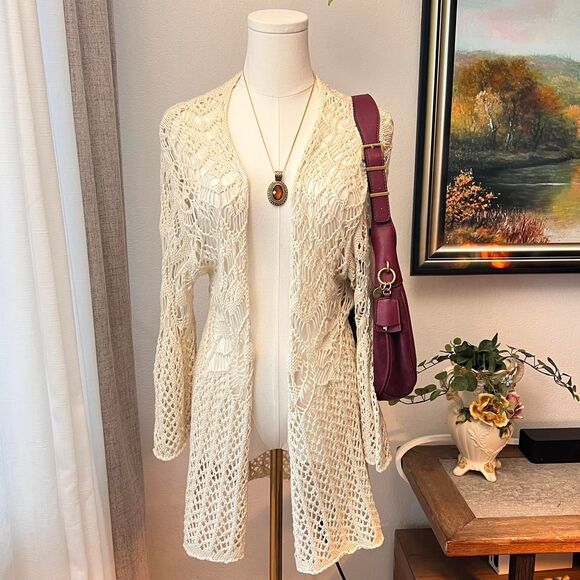 Charming Charlie Open Knit Cream Cardigan – Size Medium - Picture 1 of 6